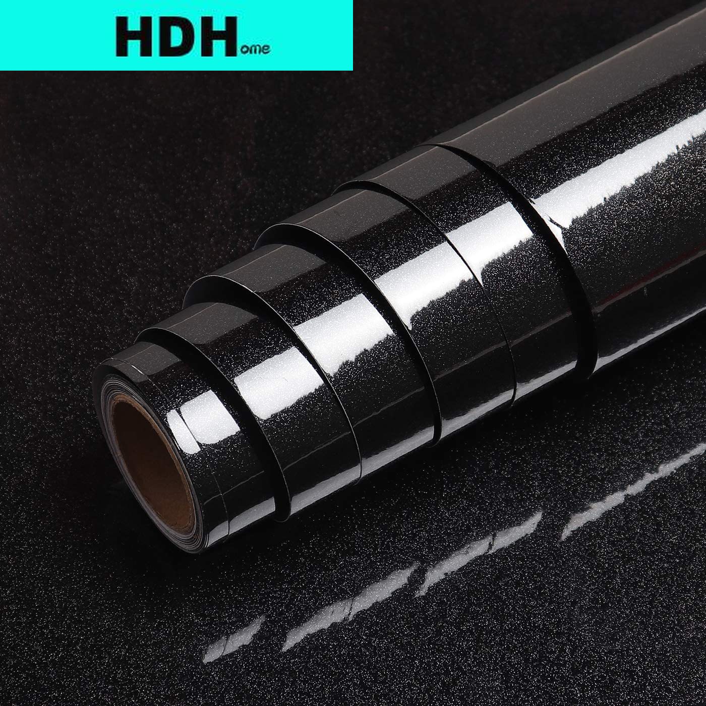 Glitter Vinyl Roll - Carta a contatto nera glitterata per