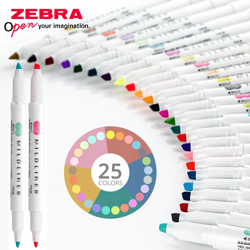 Zebra Pen Mildliner - Set di 25 Evidenziatori ZEBRA Mildliner
