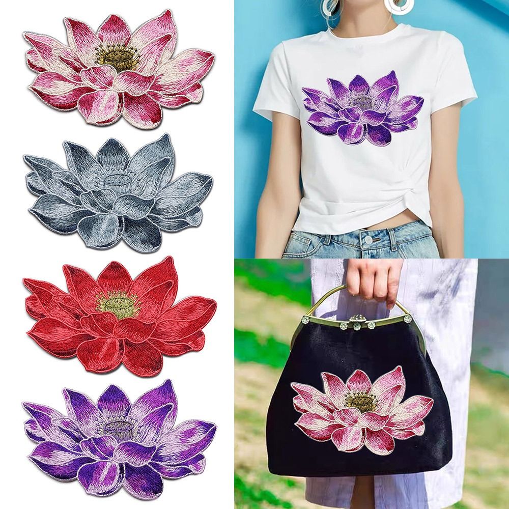 Applique Patch Flower - Morbida toppa fiore di loto ricamata